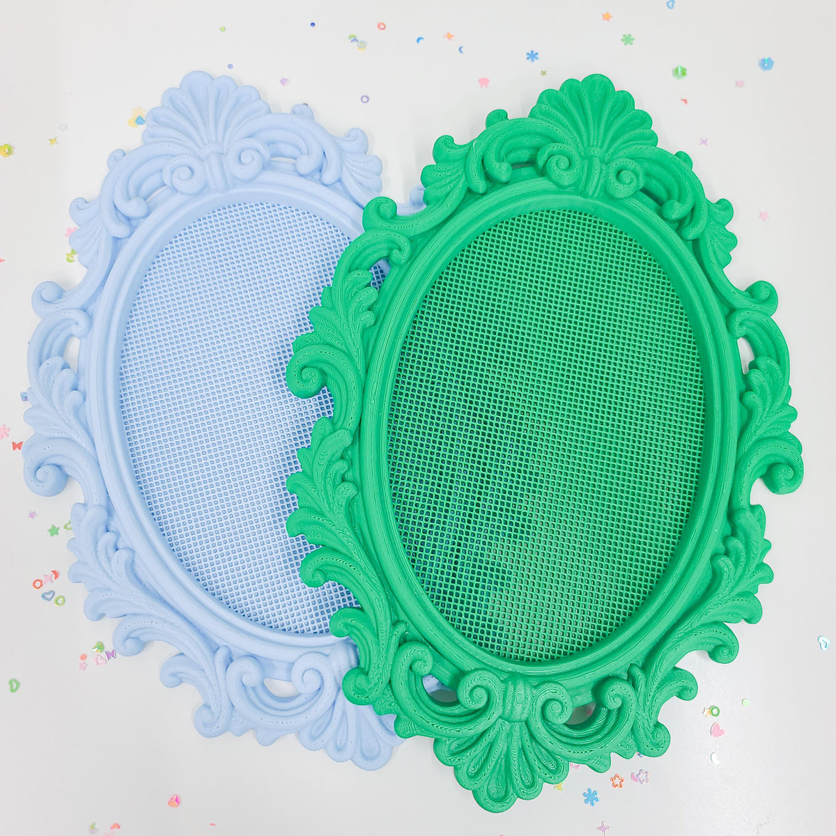 Ornate Oval Cross Stitch Frame, 14-Count Grid, No Hoop Needed (80x55 Stitches)