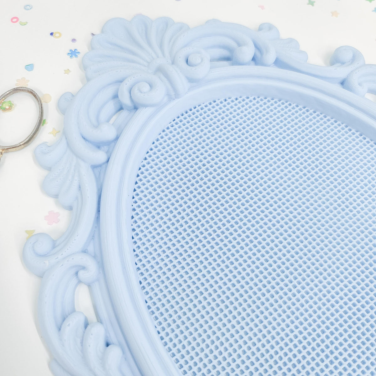 Ornate Oval Cross Stitch Frame, 14-Count Grid, No Hoop Needed (80x55 Stitches)